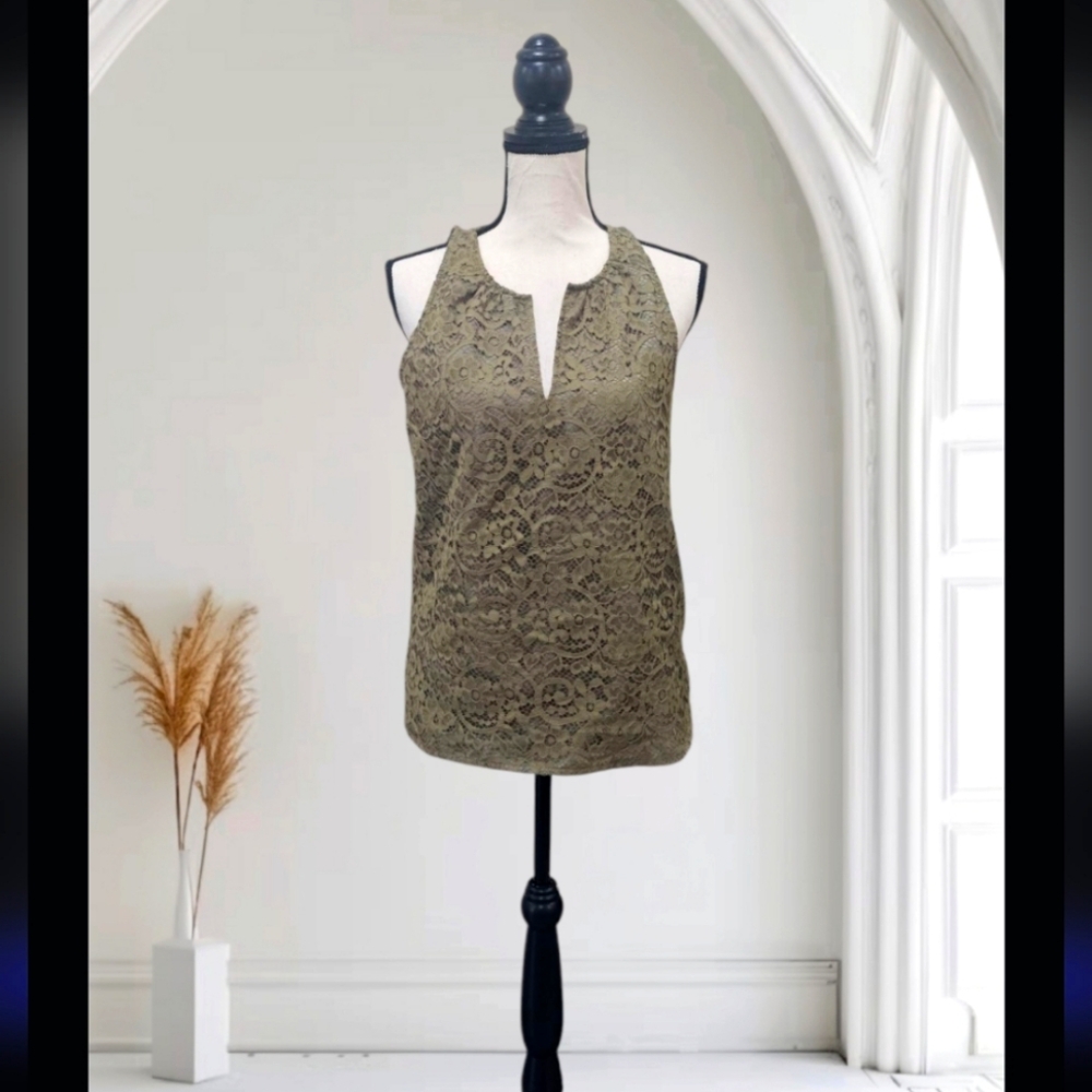 J. Crew Olive Green Lace Tank Top